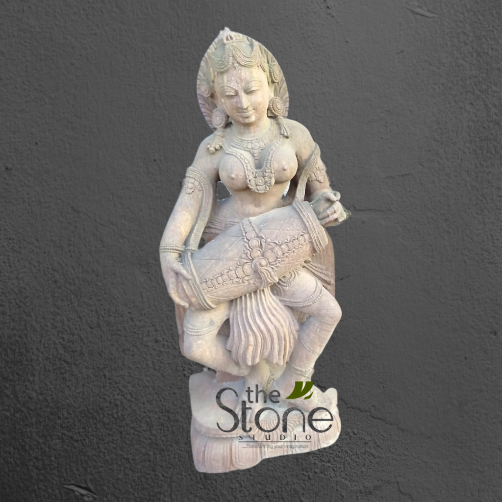Buy Devadasi Statue with Dhol 3ft - The Stone Studio