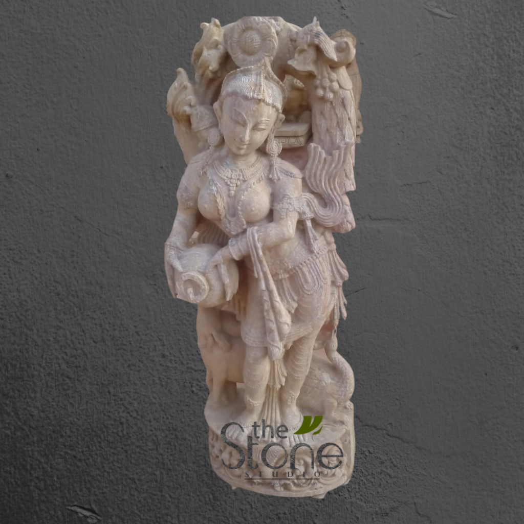 Buy Devadasi Sculpture with water pot 4ft - The Stone Studio
