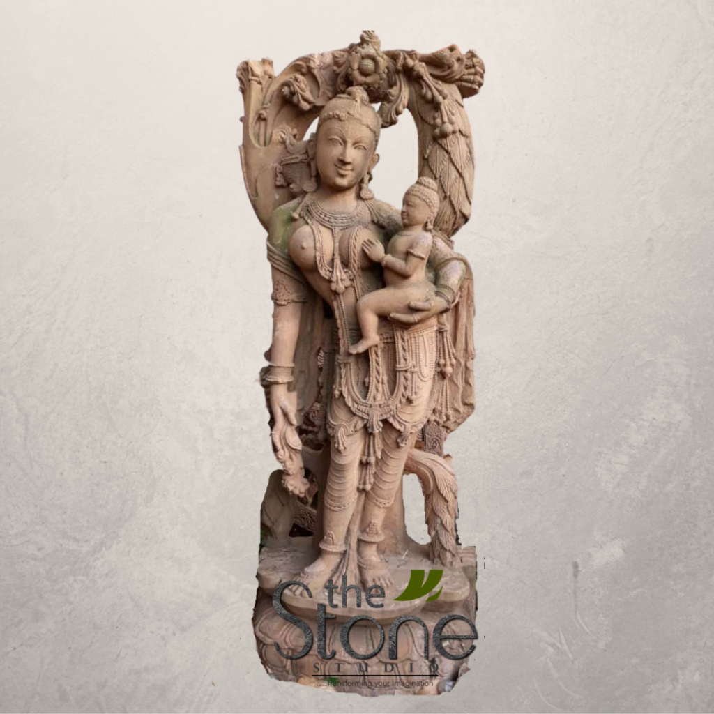 Buy Devadasi Statue Holding a Kid 4ft - The Stone Studio