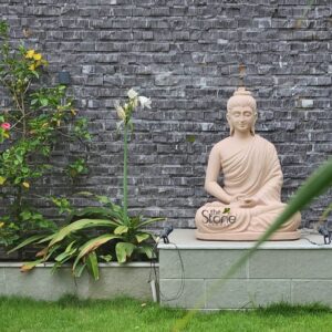 3ft off white sandstone Dhyana Buddha placement