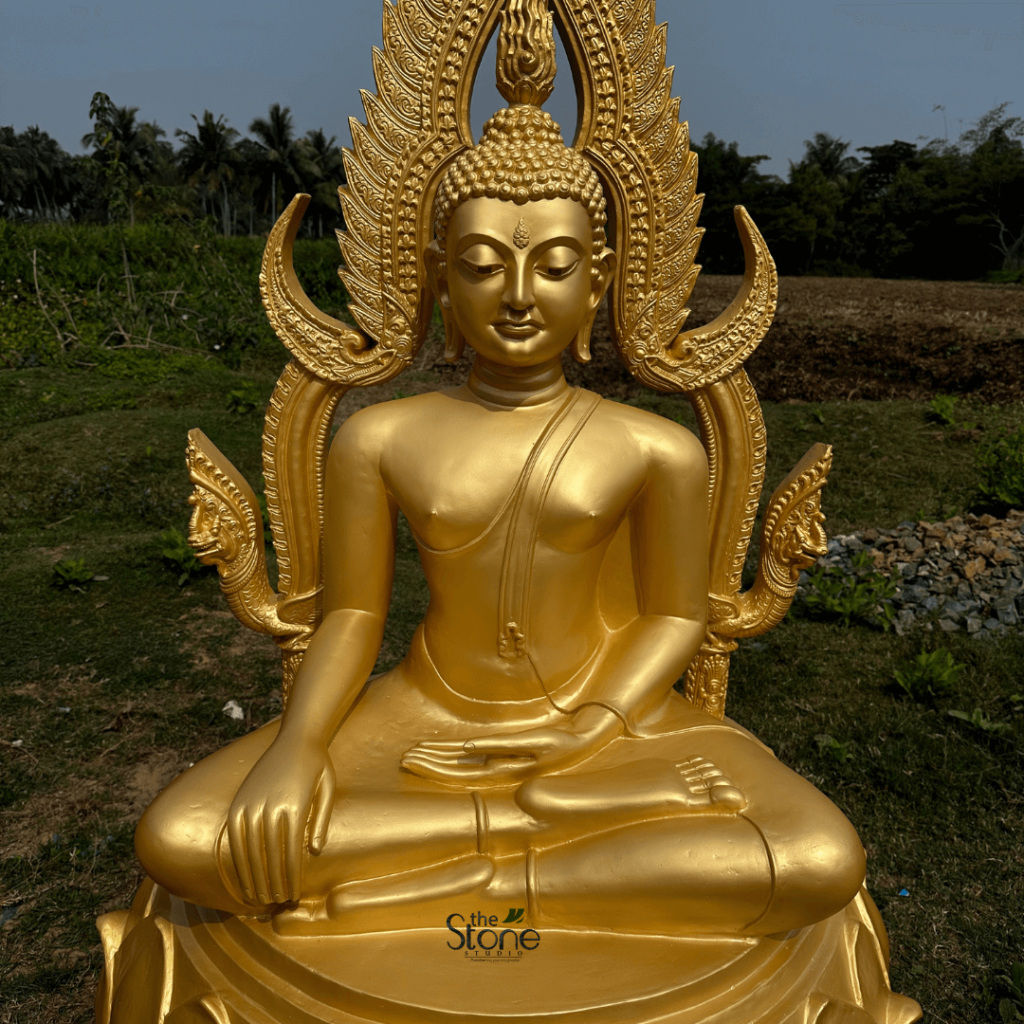 Statue Bouddha Thai Revata - Figurine Résine Façon Bronze - Neuf