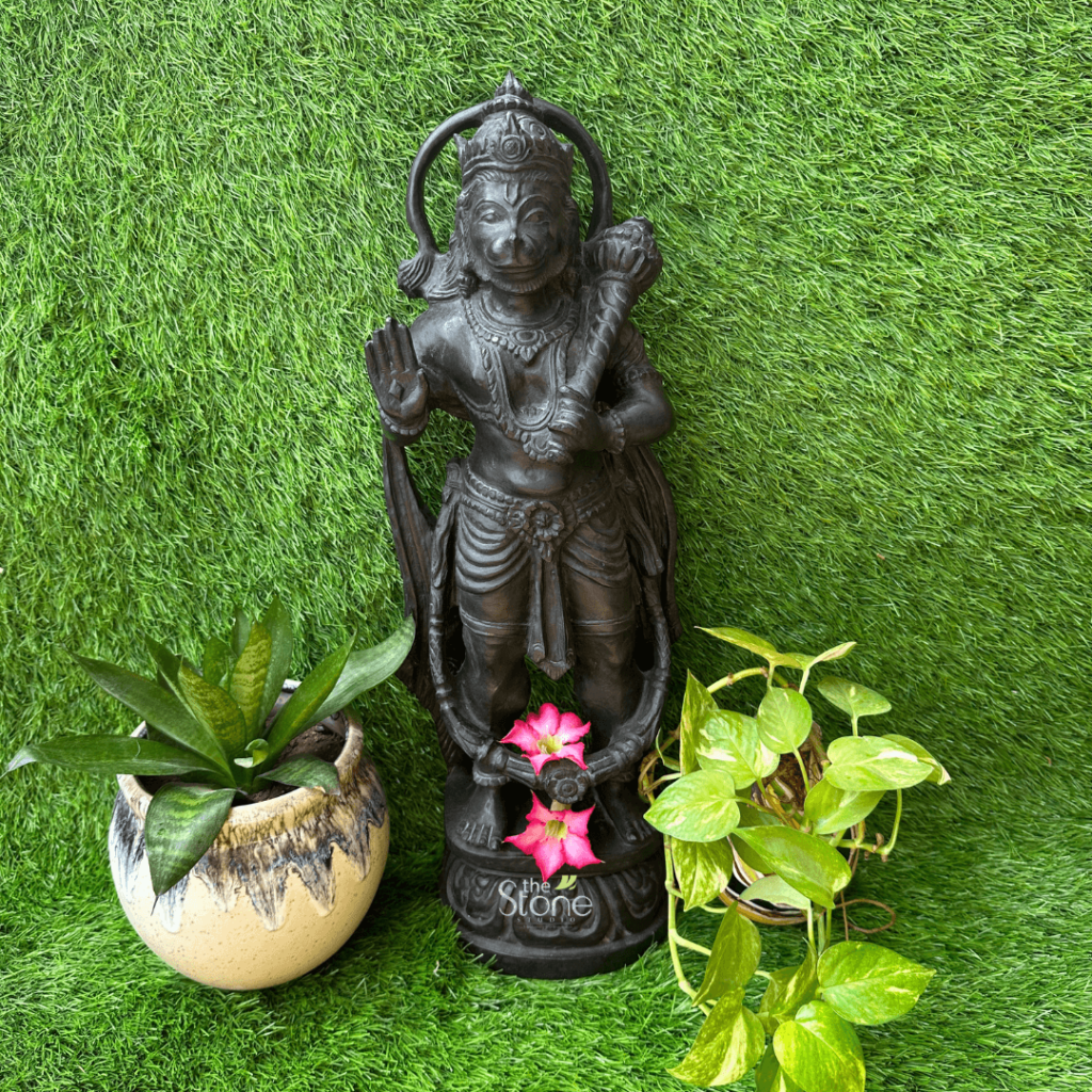 black stone hanuman statue