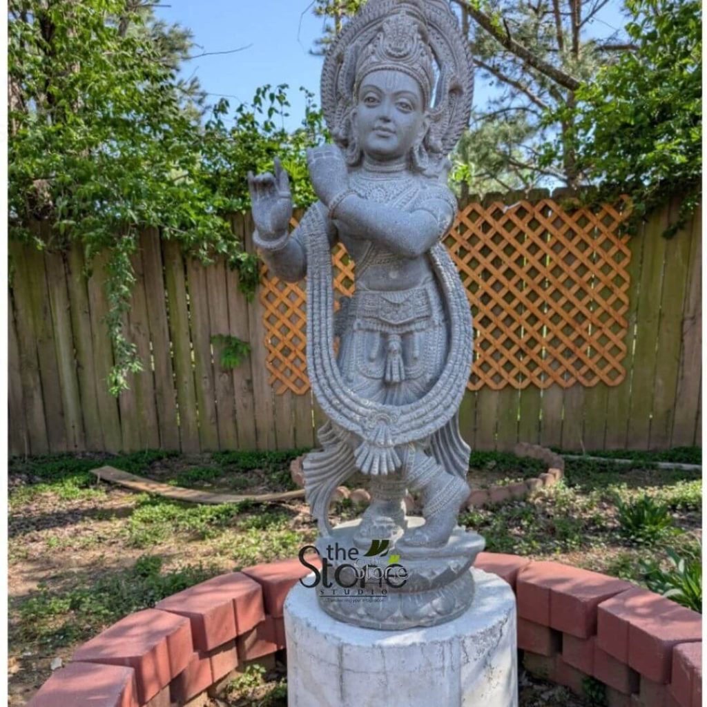 Black Stone Krishna Statue placement