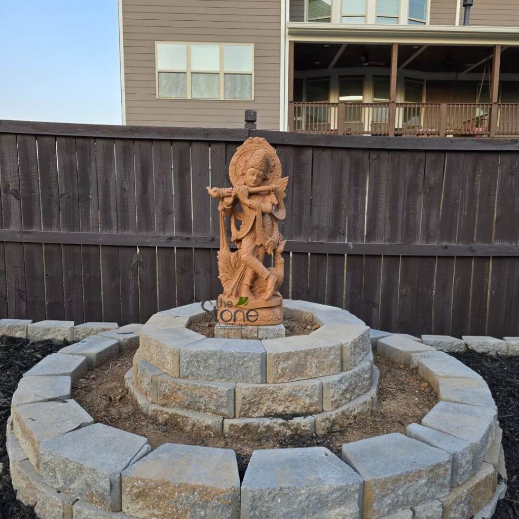 2.5 feet Krishna sandstone statue placement