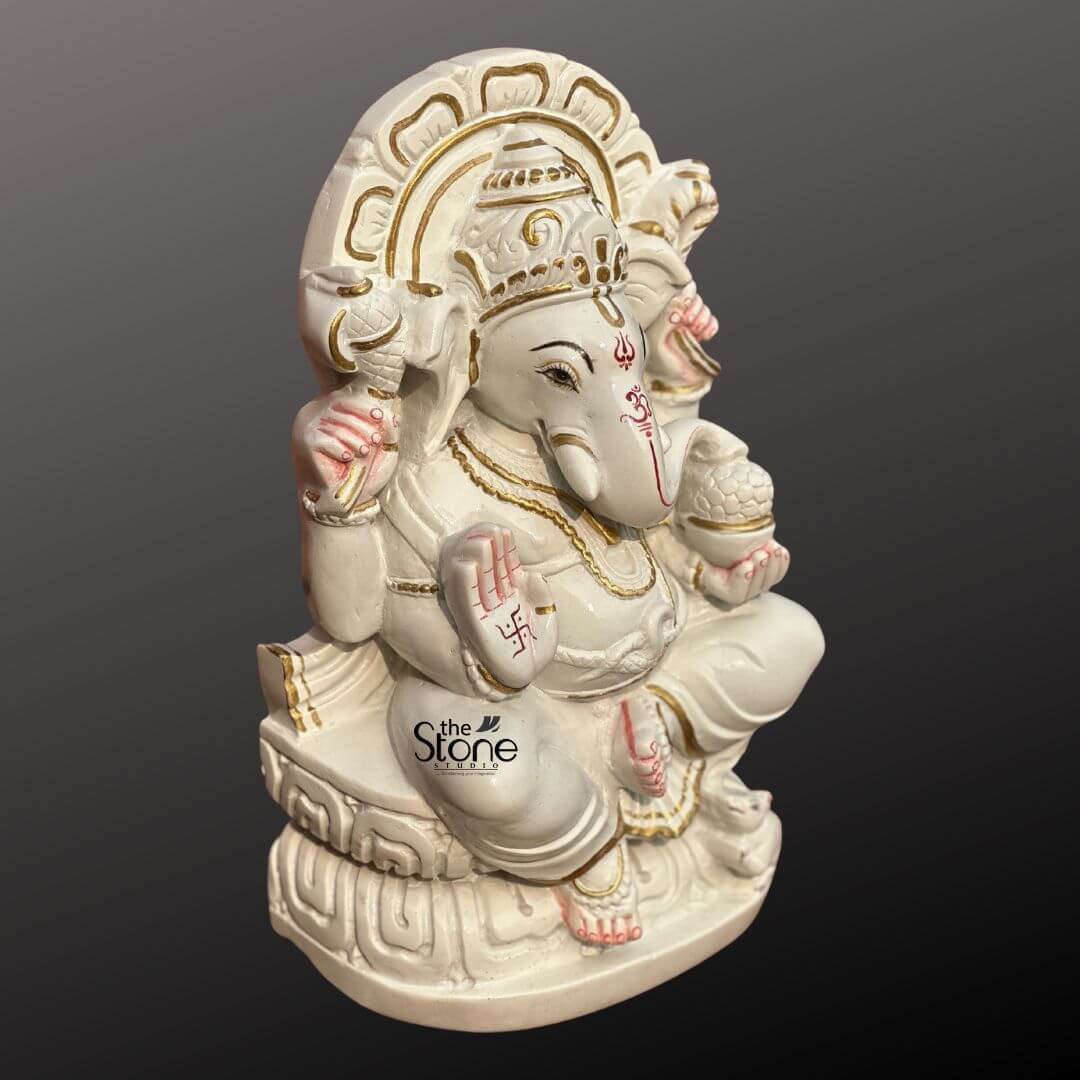 Marble Stone Ganesha Statue 15" 6 Marble Stone Ganesha Statue 15" - Image 6