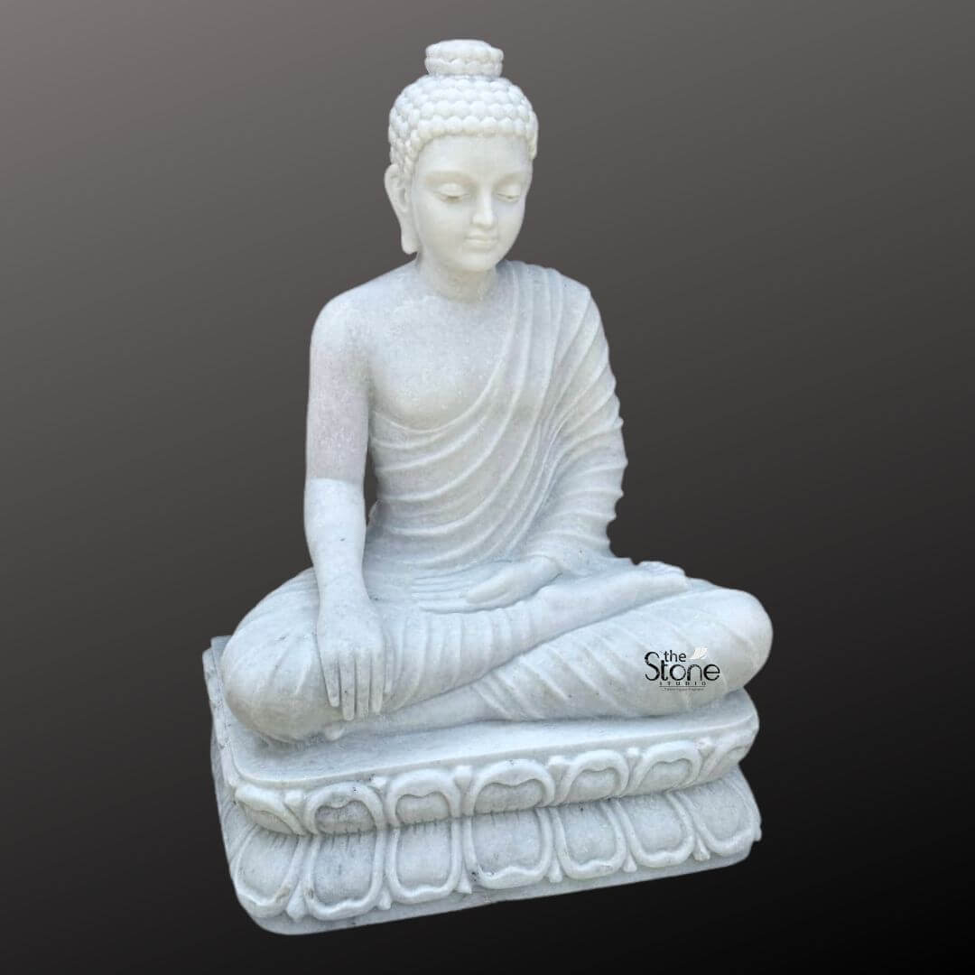 3 Feet Marble Buddha Idol 9 3 Feet Marble Buddha Idol - Image 9