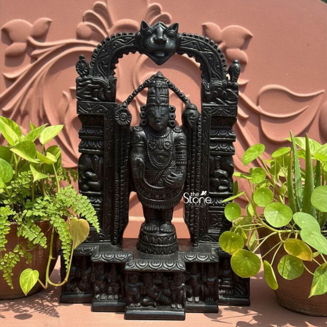 Tirupati Balaji Statue in Black Stone 18" 3 Tirupati Balaji Statue in Black Stone 18" - Image 3
