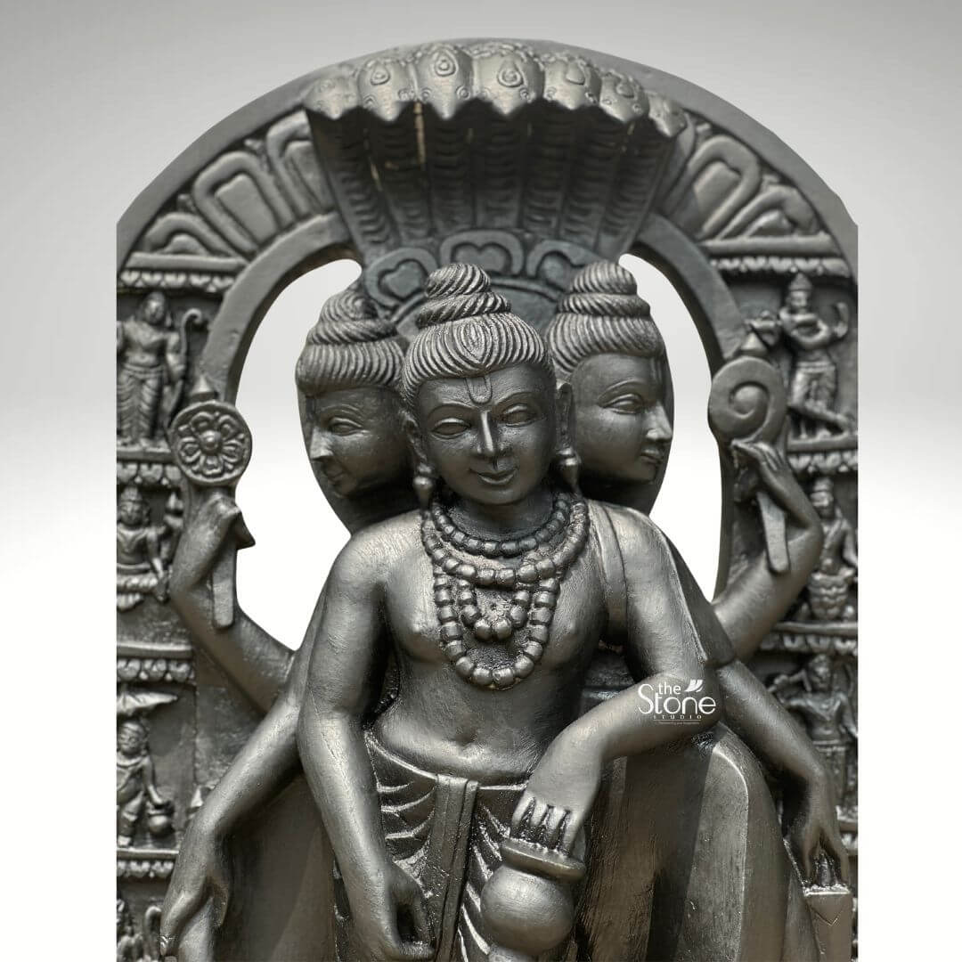 Lord Dattatreya Stone Statue 2ft - Image 6