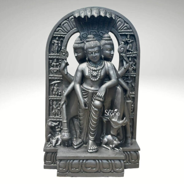 Lord Dattatreya Stone Statue 2ft