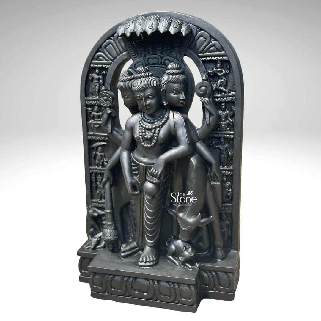 Lord Dattatreya Stone Statue 2ft - Image 8